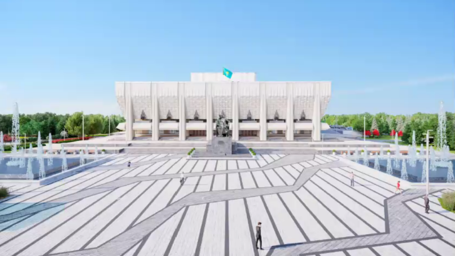 Эскиз сквера у каздрамтеатра Ауэзова
