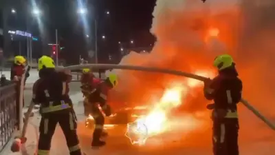 Легковой автомобиль загорелся на Кургальджинской трассе в Астане